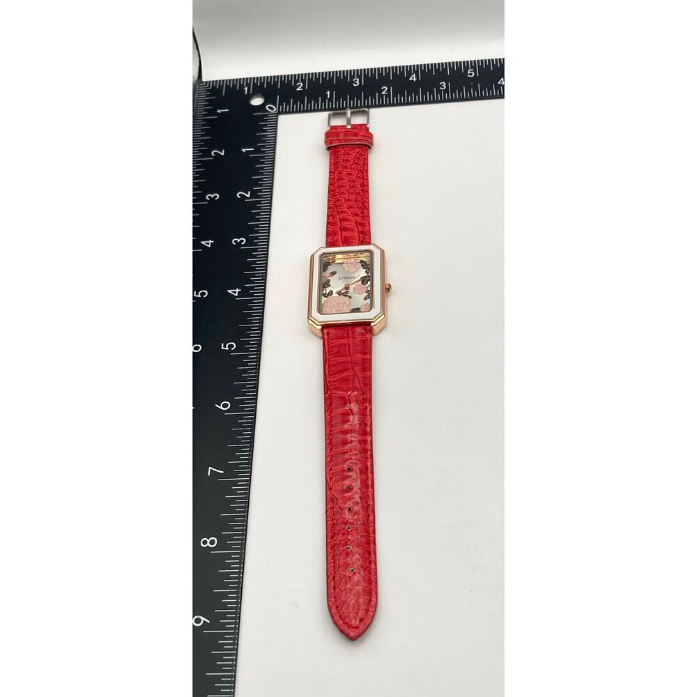 Strada Pink Rose Women's Watch 29mm - New Battery - Adjustable Red Band - Picture 9 of 10